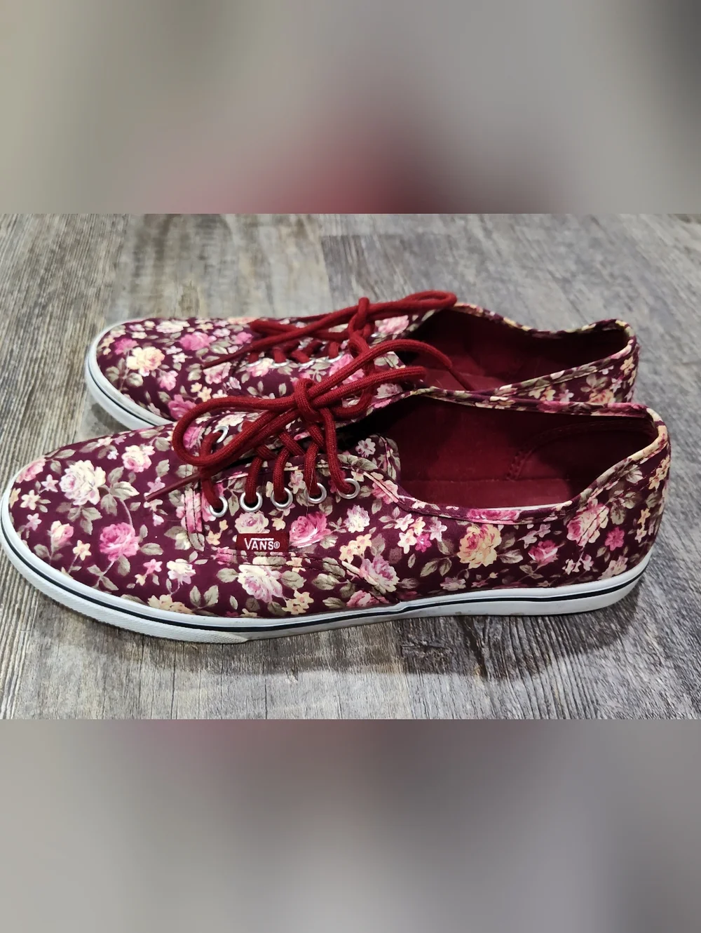 Vans Burgundy Tawny Port Floral Authentic Lo Pro Men's 7.5 / Women's 9 - Picture 4 of 11
